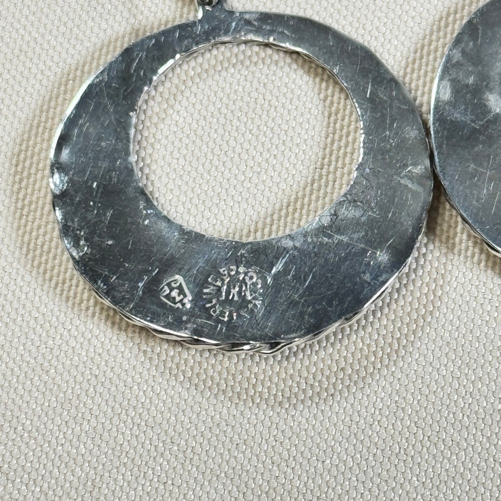 Vintage Taxco Mexico 925 Sterling Silver Beaded Hoop Drop Earrings Boho **READ** - Picture 13 of 16